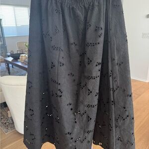 H&M Black Midi Eyelet Skirt